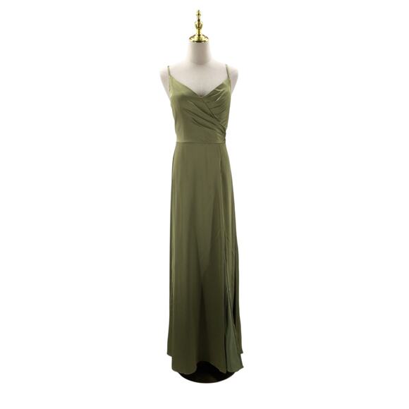 AW BRIDAL SZ 10 L fennel seed green Theodora wedding bridesmaid maxi dress b37 - Picture 3 of 10
